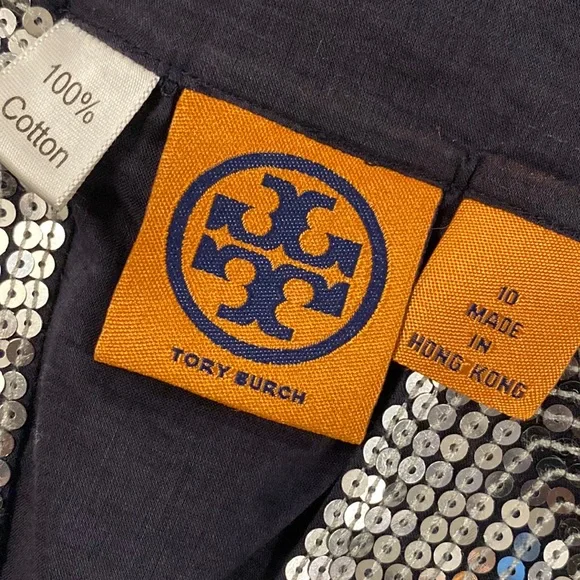 TORY BURCH - top: l/s navy 3/4 slv w silver sequin accents on neck & cuffs - 10 - Picture 6 of 16